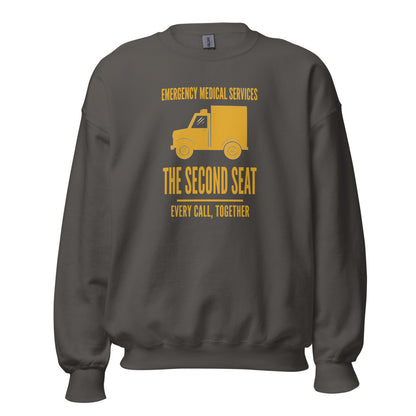 The Second Seat EMS paramedic crewneck — Charcoal, front