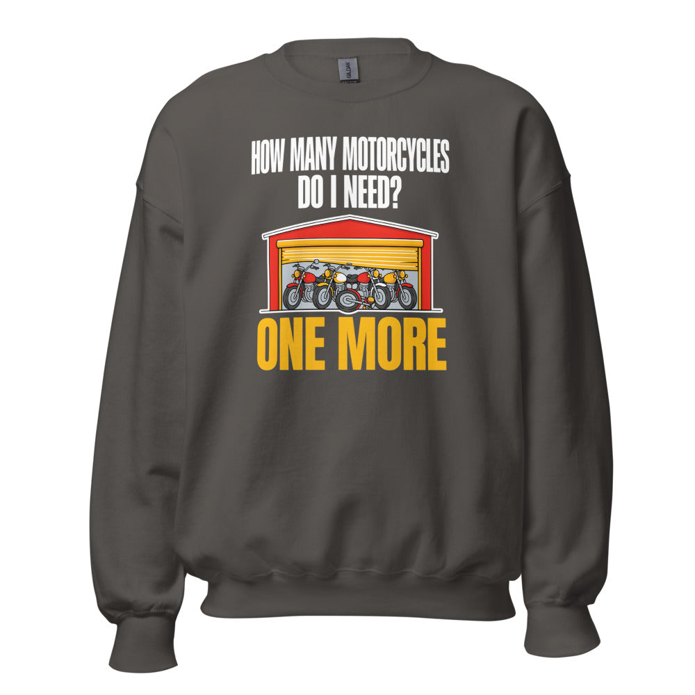 One More funny motorcycle crewneck sweatshirt — Charcoal, front