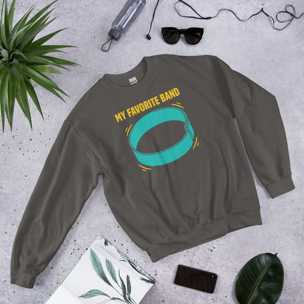My Favorite Band funny physical therapy crewneck sweatshirt — Charcoal, flat lay