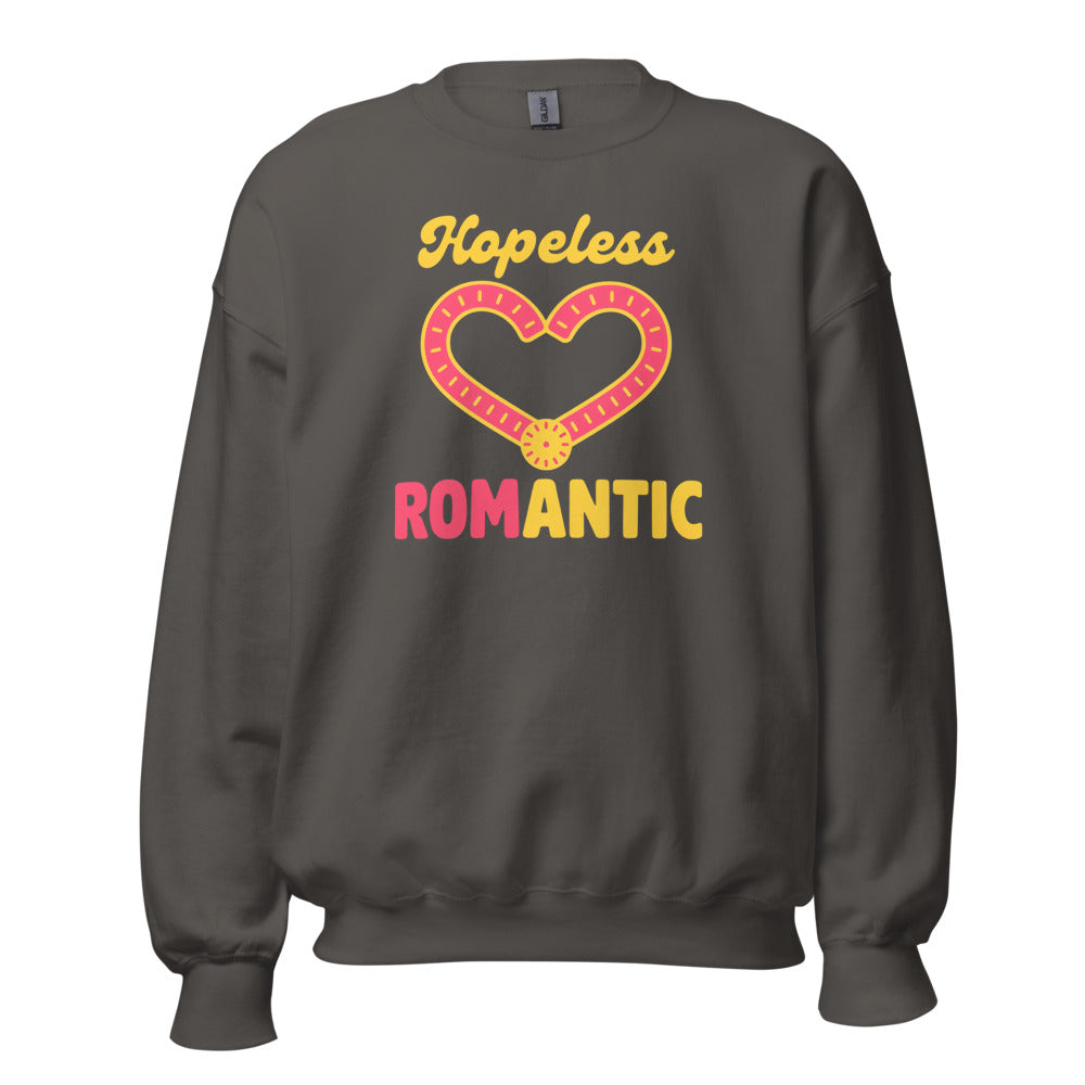 Hopeless ROMantic funny physical therapy crewneck sweatshirt — Charcoal, front