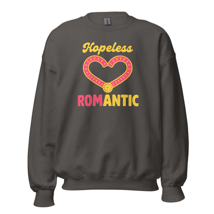 Hopeless ROMantic funny physical therapy crewneck sweatshirt — Charcoal, front