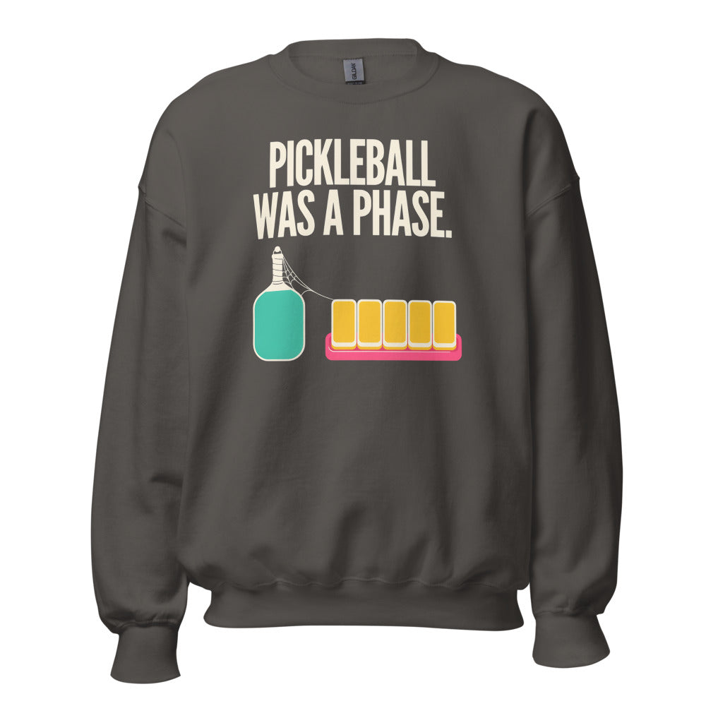 Pickleball Was A Phase funny mahjong crewneck sweatshirt — Charcoal, front