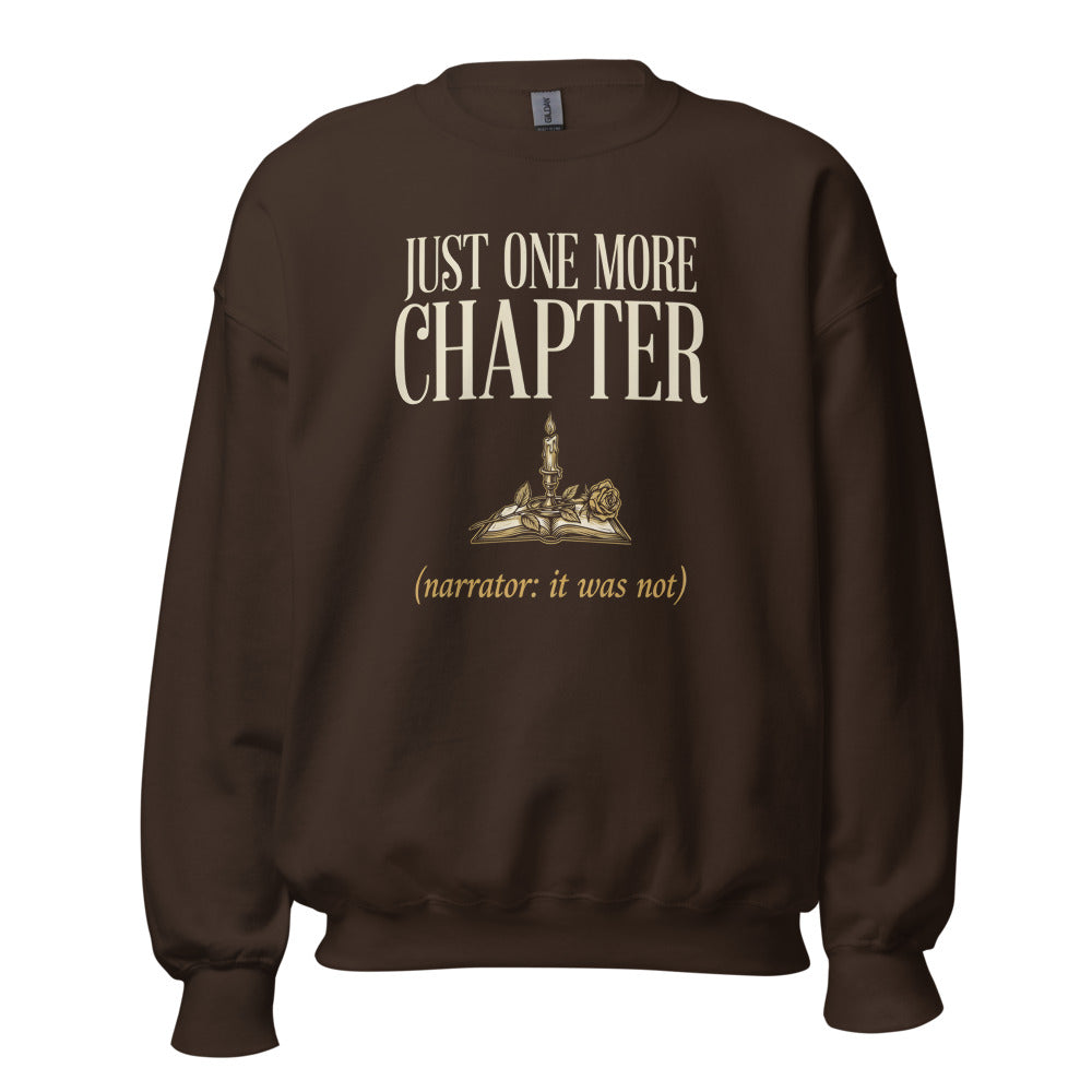 Just One More Chapter book lover dark academia crewneck sweatshirt — Dark Chocolate, front