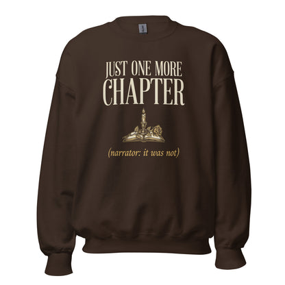 Just One More Chapter book lover dark academia crewneck sweatshirt — Dark Chocolate, front