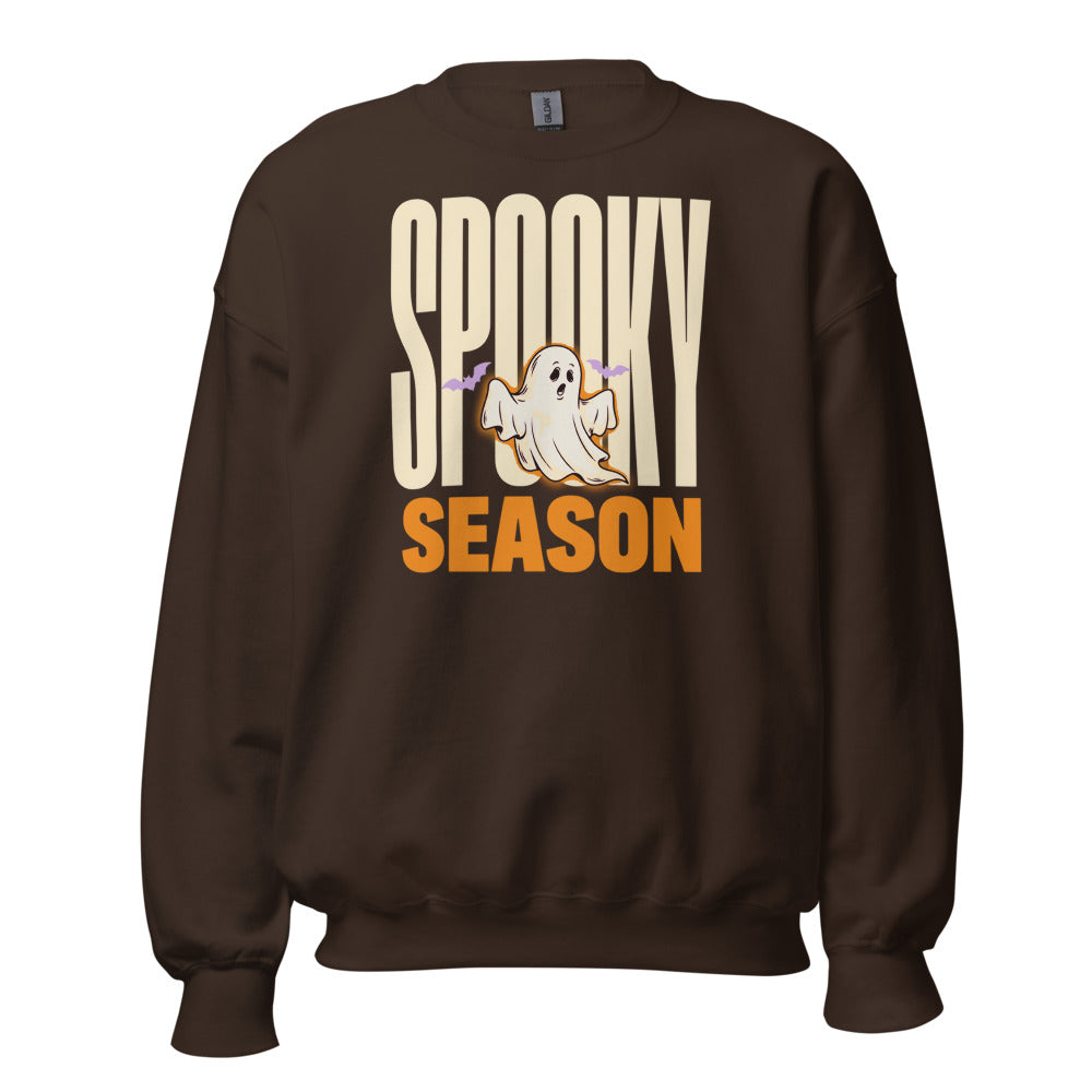 Spooky Season retro Halloween ghost typography crewneck sweatshirt — Dark Chocolate, front
