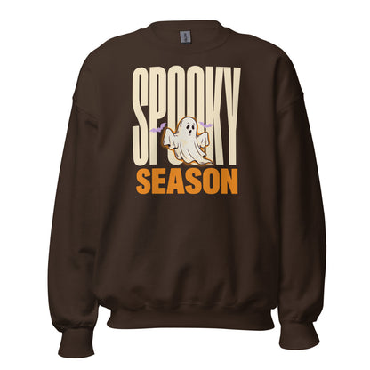 Spooky Season retro Halloween ghost typography crewneck sweatshirt — Dark Chocolate, front