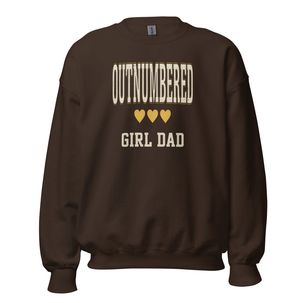 Girl Dad Outnumbered & Proud crewneck sweatshirt — Dark Chocolate, front