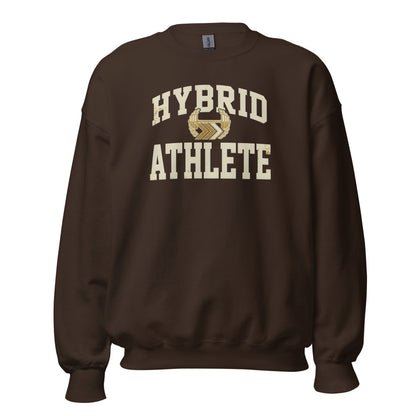 Hybrid Athlete vintage varsity crewneck sweatshirt — Dark Chocolate, front