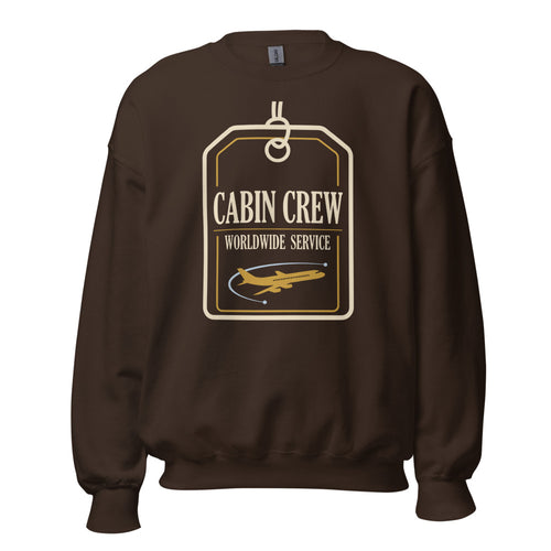 Flight Attendant Sweatshirt, Cabin Crew Gift, Wings Ceremony Gift — Worldwide Service Vintage Luggage Tag Crewneck