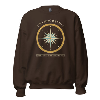 Uranographia vintage celestial chart astronomy crewneck sweatshirt — Dark Chocolate, front