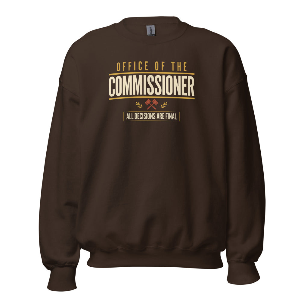 Office of the Commissioner fantasy football draft crewneck sweatshirt — Dark Chocolate, front