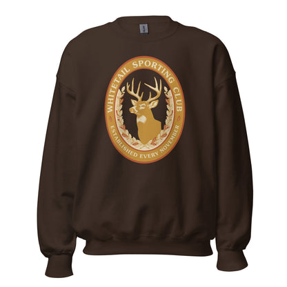 Whitetail Sporting Club vintage deer hunting crewneck sweatshirt — Dark Chocolate, front