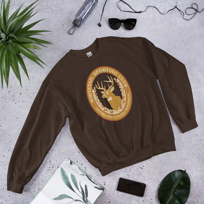 Whitetail Sporting Club vintage deer hunting crewneck sweatshirt — Dark Chocolate, front-right