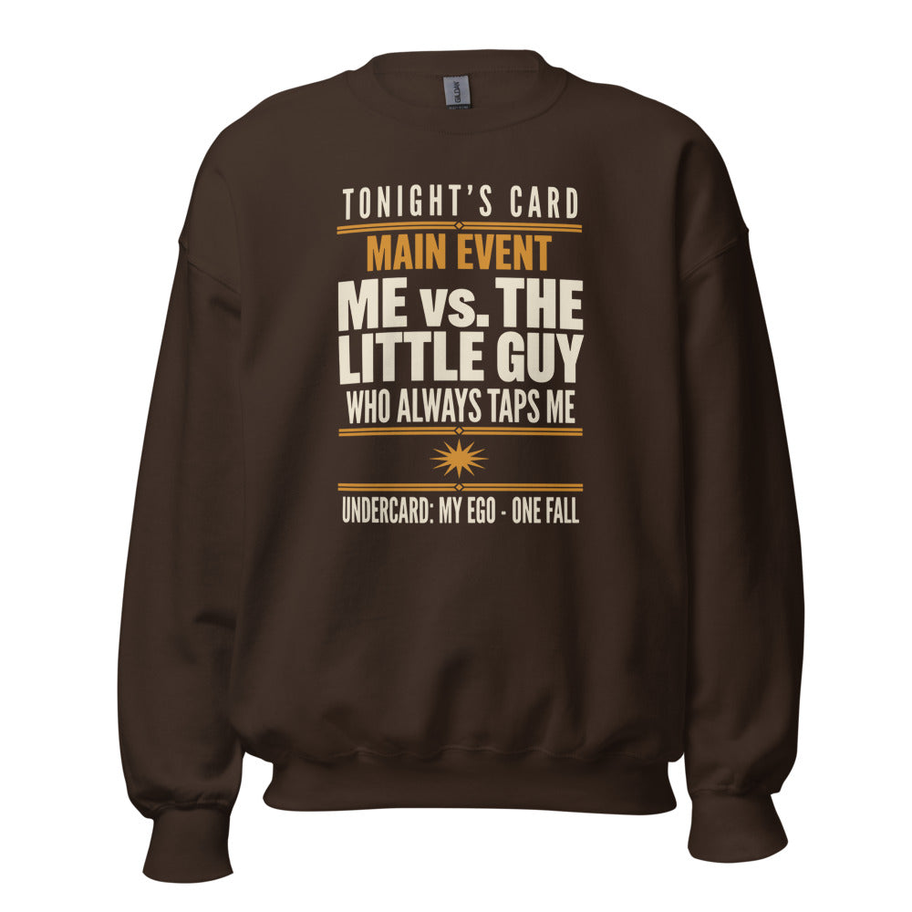 Tonight's Card funny Brazilian jiu jitsu crewneck sweatshirt — Dark Chocolate, front