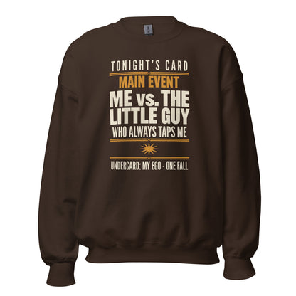 Tonight's Card funny Brazilian jiu jitsu crewneck sweatshirt — Dark Chocolate, front