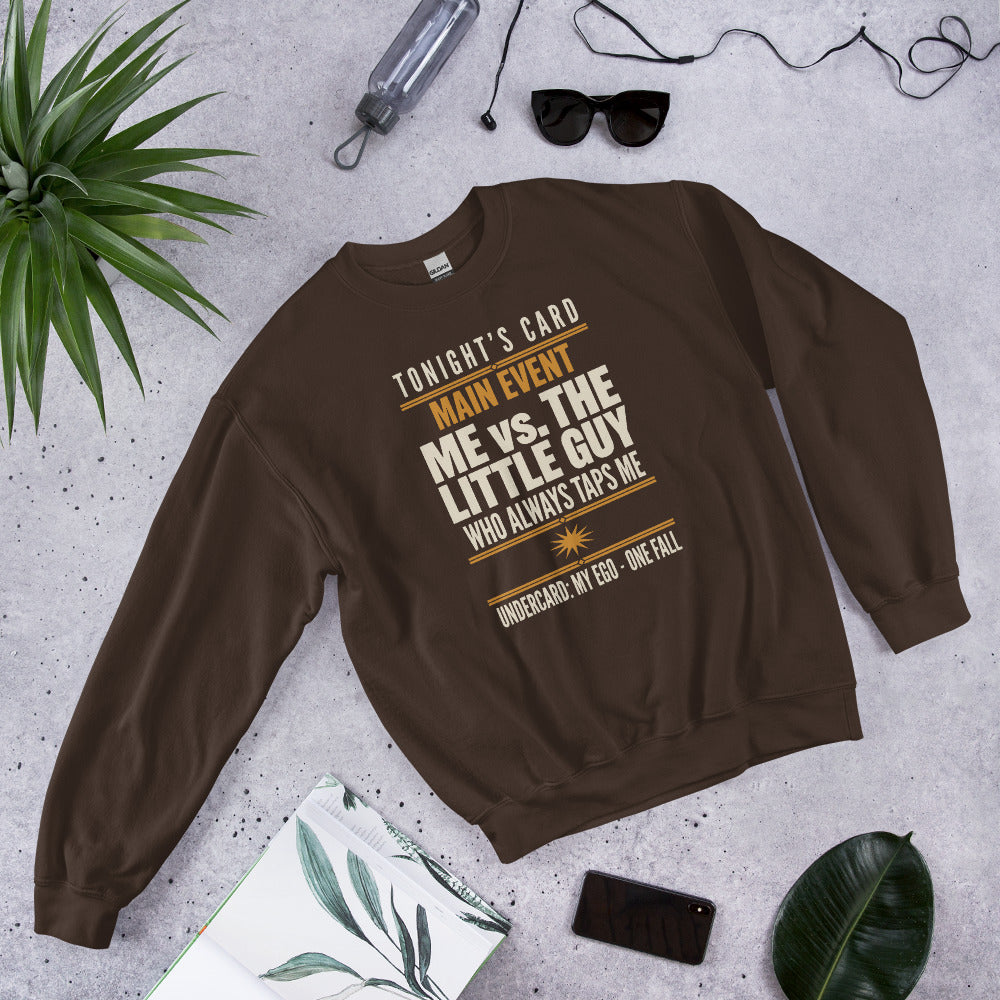Tonight's Card funny Brazilian jiu jitsu crewneck sweatshirt — Dark Chocolate, front-right