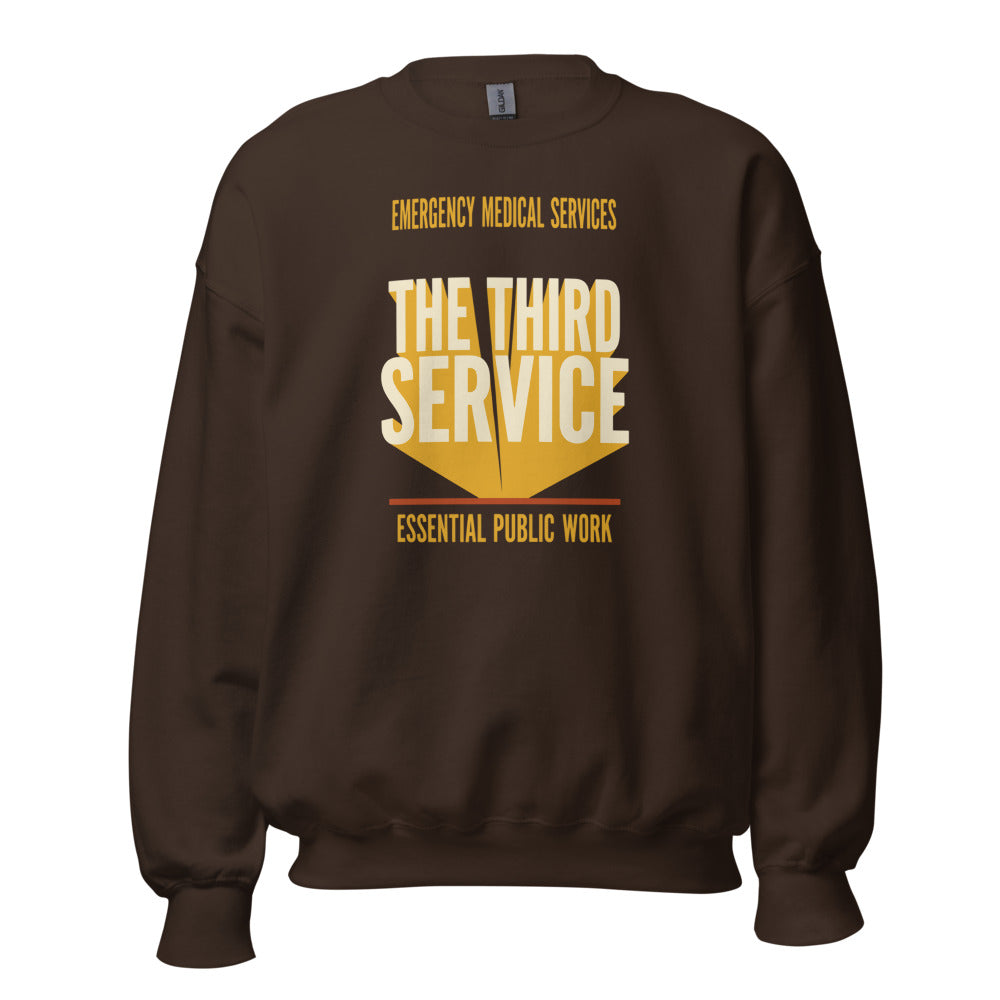 The Third Service EMS crewneck sweatshirt — Dark Chocolate, front