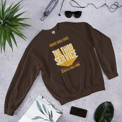 The Third Service EMS crewneck sweatshirt — Dark Chocolate, flat lay