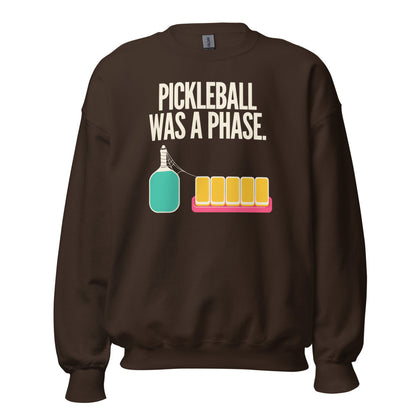 Pickleball Was A Phase funny mahjong crewneck sweatshirt — Dark Chocolate, front