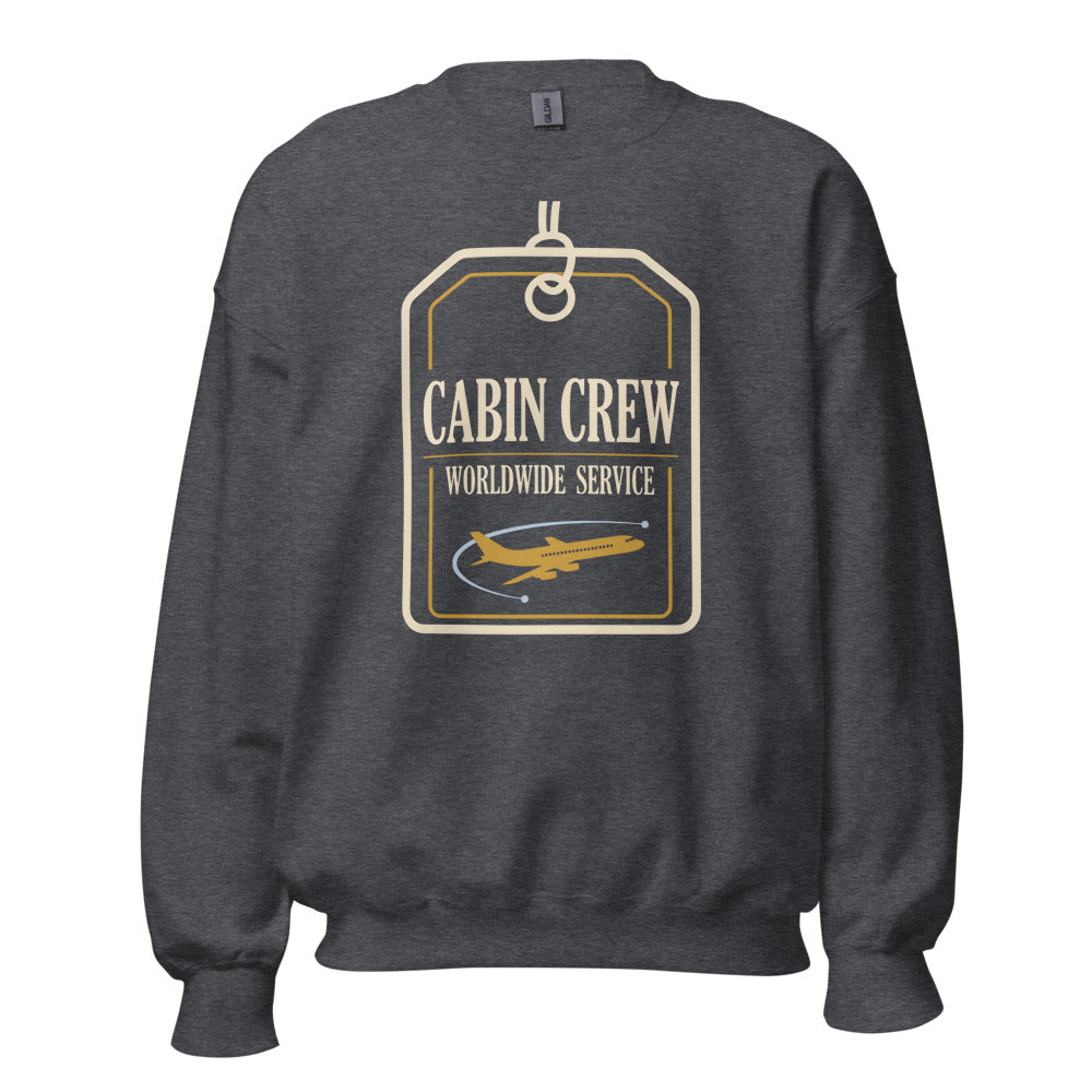 Worldwide Service cabin crew crewneck sweatshirt — Dark Heather, front
