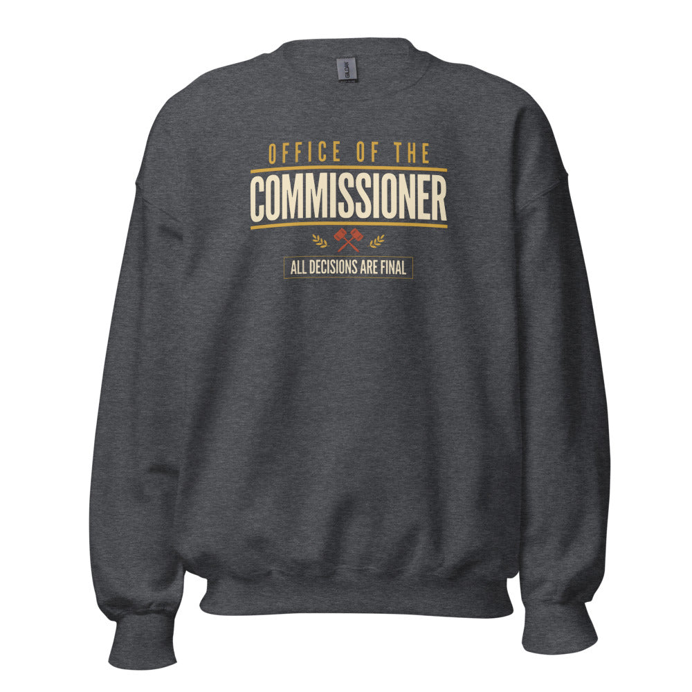 Office of the Commissioner fantasy football draft crewneck sweatshirt — Dark Heather, front