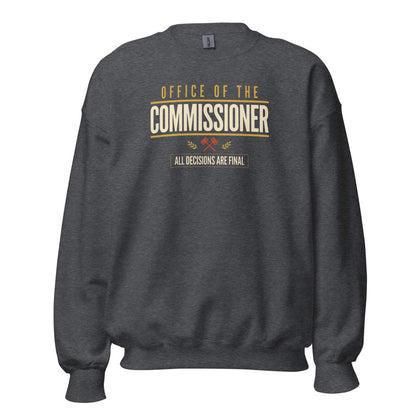 Office of the Commissioner fantasy football draft crewneck sweatshirt — Dark Heather, front