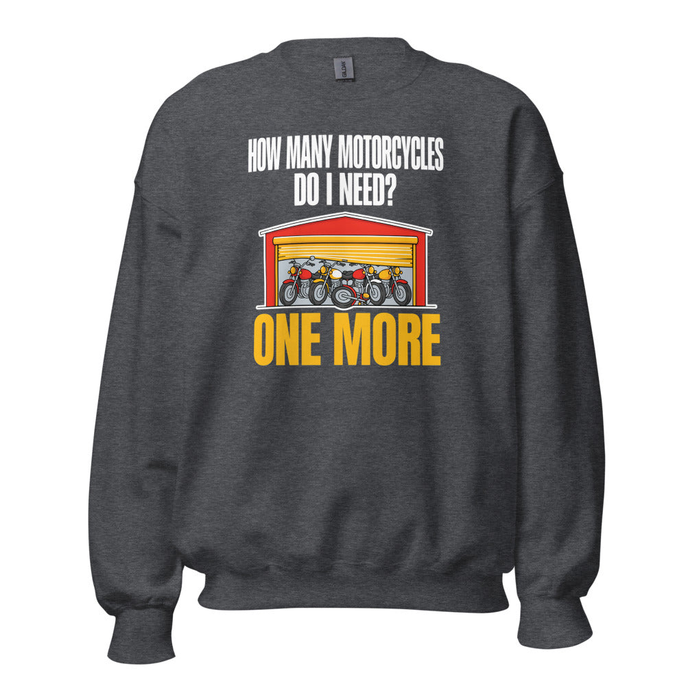 One More funny motorcycle crewneck sweatshirt — Dark Heather, front