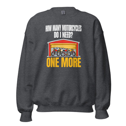 One More funny motorcycle crewneck sweatshirt — Dark Heather, front