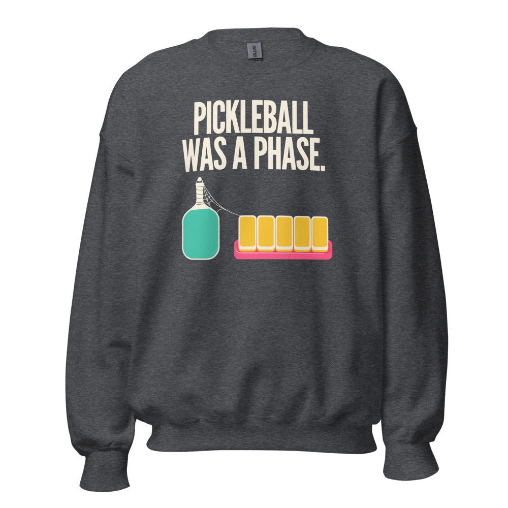 Pickleball Was A Phase funny mahjong crewneck sweatshirt — Dark Heather, front