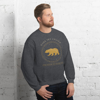 Dark Sky Chaser Ursa Major constellation astronomy sweatshirt — Dark Heather, on model
