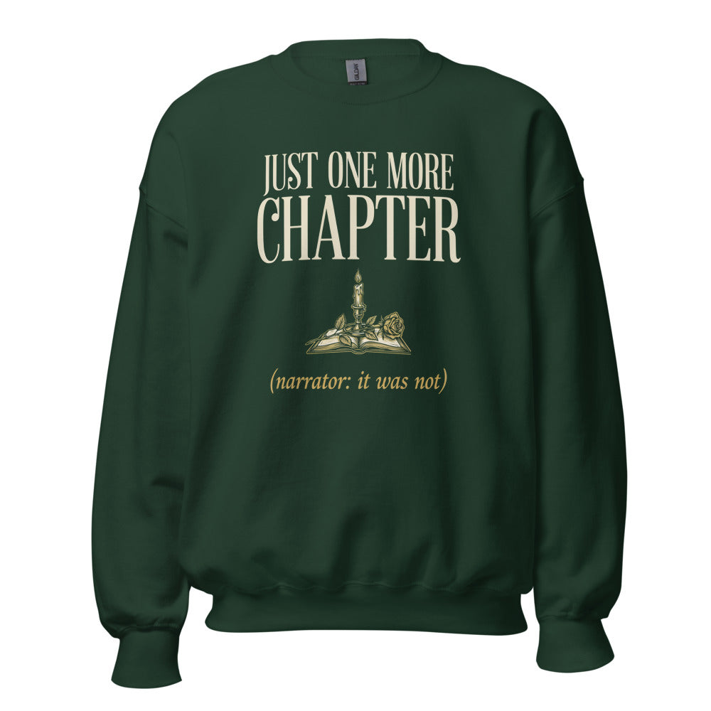 Just One More Chapter book lover dark academia crewneck sweatshirt — Forest Green, front