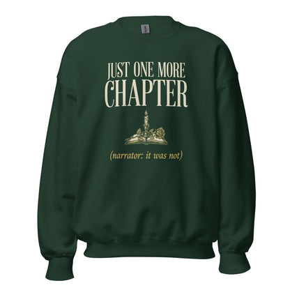 Just One More Chapter book lover dark academia crewneck sweatshirt — Forest Green, front