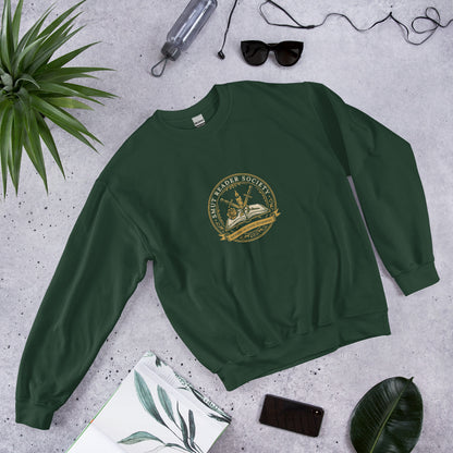 Smut Reader Society book lover dark academia crewneck sweatshirt — Forest Green, front angled