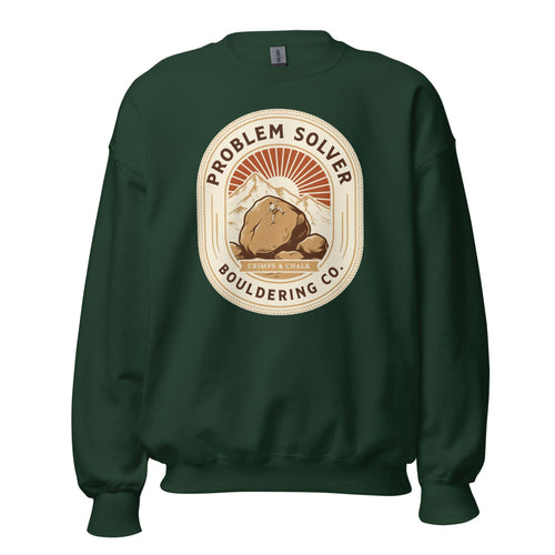 Bouldering Sweatshirt, Vintage Rock Climbing Crewneck, Problem Solver Badge — Climber Gift