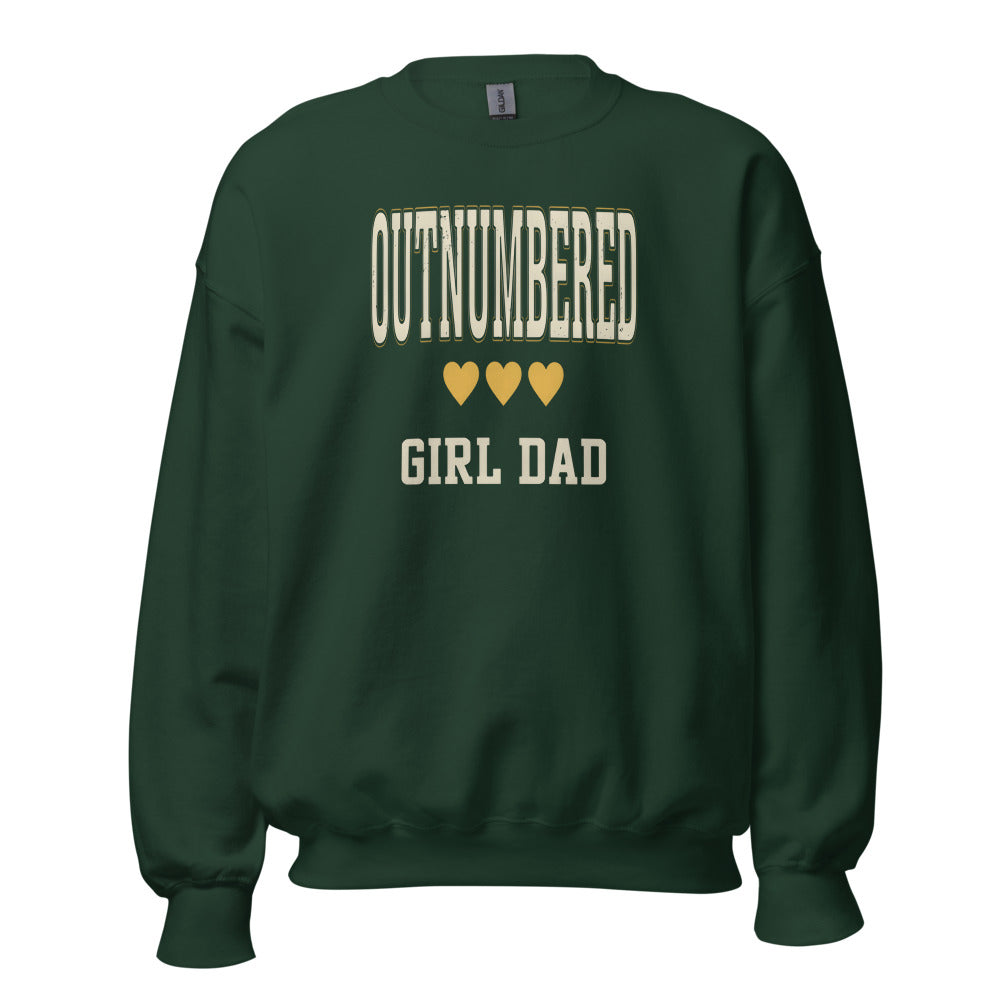 Girl Dad Outnumbered & Proud crewneck sweatshirt — Forest Green, front