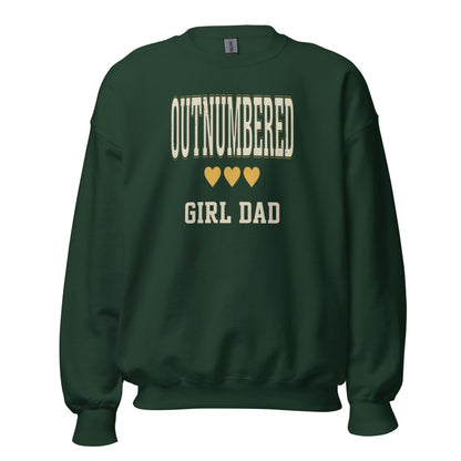 Girl Dad Outnumbered & Proud crewneck sweatshirt — Forest Green, front