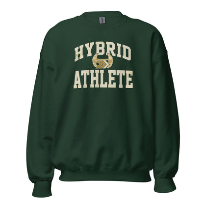 Hybrid Athlete vintage varsity crewneck sweatshirt — Forest Green, front