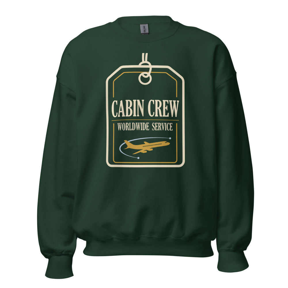 Worldwide Service cabin crew crewneck sweatshirt — Forest Green, front