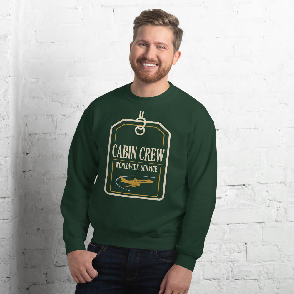 Worldwide Service cabin crew crewneck sweatshirt — Forest Green, on model