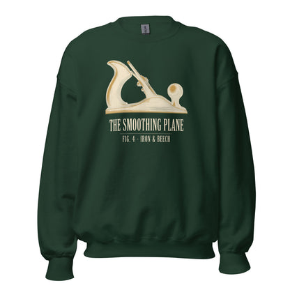 Fig. 4 The Smoothing Plane woodworking crewneck sweatshirt — Forest Green, front