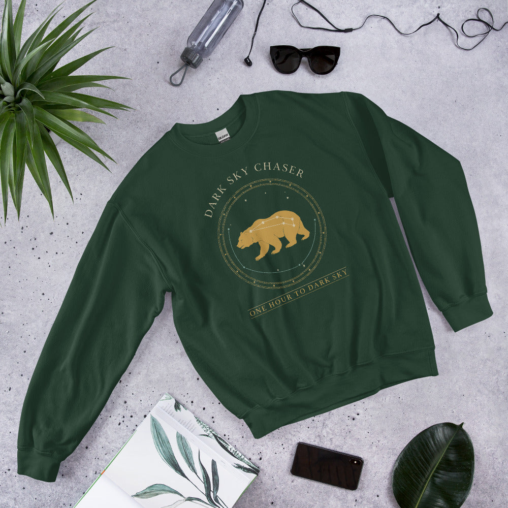 Dark Sky Chaser Ursa Major constellation astronomy sweatshirt — Forest Green, front-right