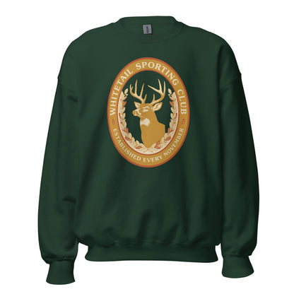 Whitetail Sporting Club vintage deer hunting crewneck sweatshirt — Forest Green, front