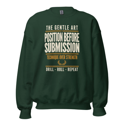 Position Before Submission Brazilian jiu jitsu sweatshirt — Forest Green, front
