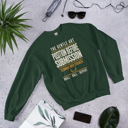 Position Before Submission Brazilian jiu jitsu sweatshirt — Forest Green, front-right