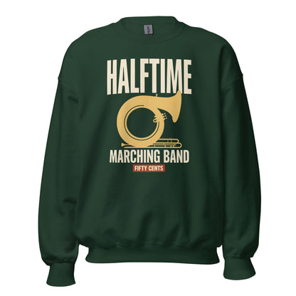 Official Halftime vintage marching band crewneck sweatshirt — Forest Green, front