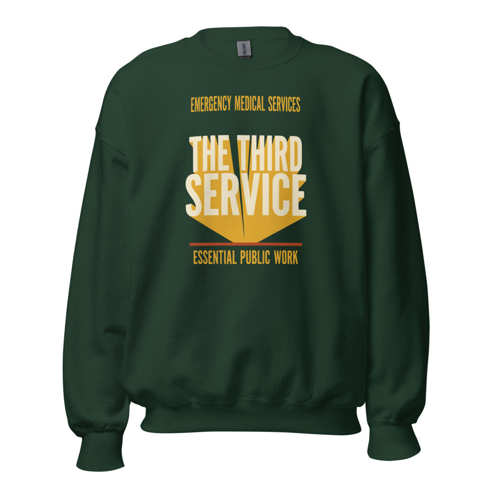 The Third Service EMS crewneck sweatshirt — Forest Green, front