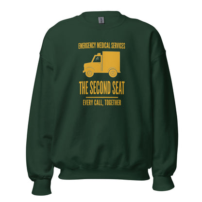 The Second Seat EMS paramedic crewneck — Forest Green, front