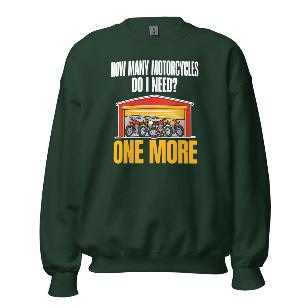 One More funny motorcycle crewneck sweatshirt — Forest Green, front