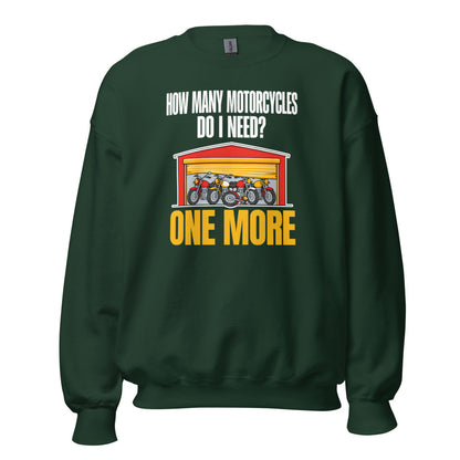 One More funny motorcycle crewneck sweatshirt — Forest Green, front