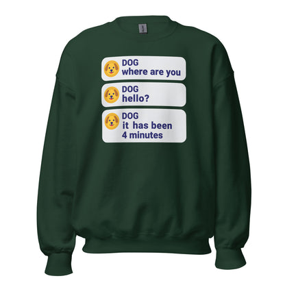 It Has Been 4 Minutes funny dog dad crewneck sweatshirt — Forest Green, front
